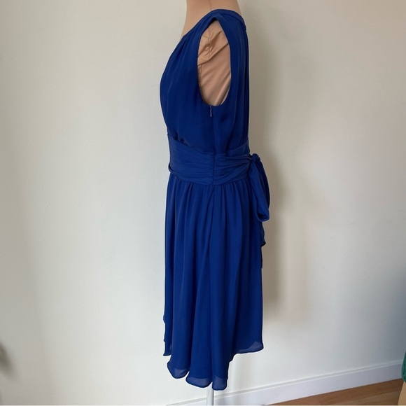 Hobbs London 100% Silk V-Neck Tie Back Sleeveless A-Line Knee Length Dress Sz 10 - Picture 2 of 10